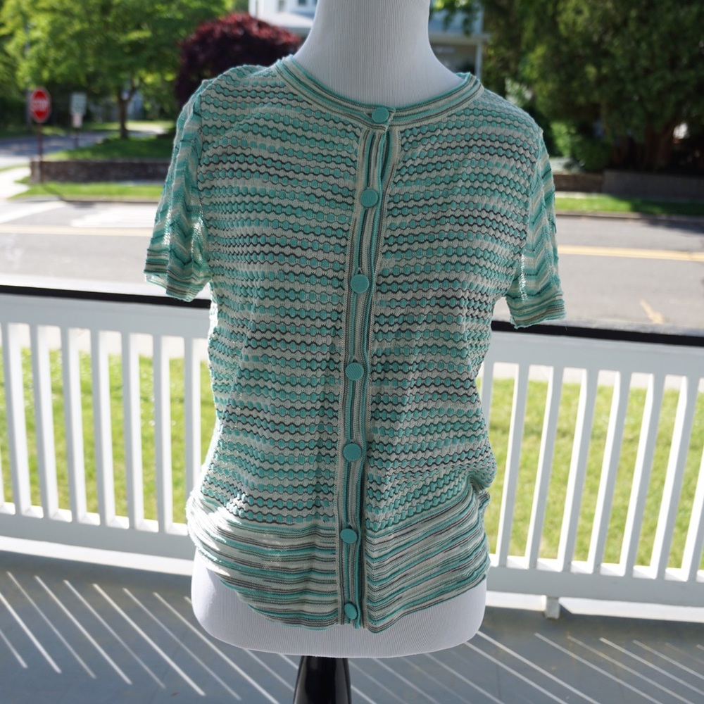 Green Missoni short sleeve sweater. Size M