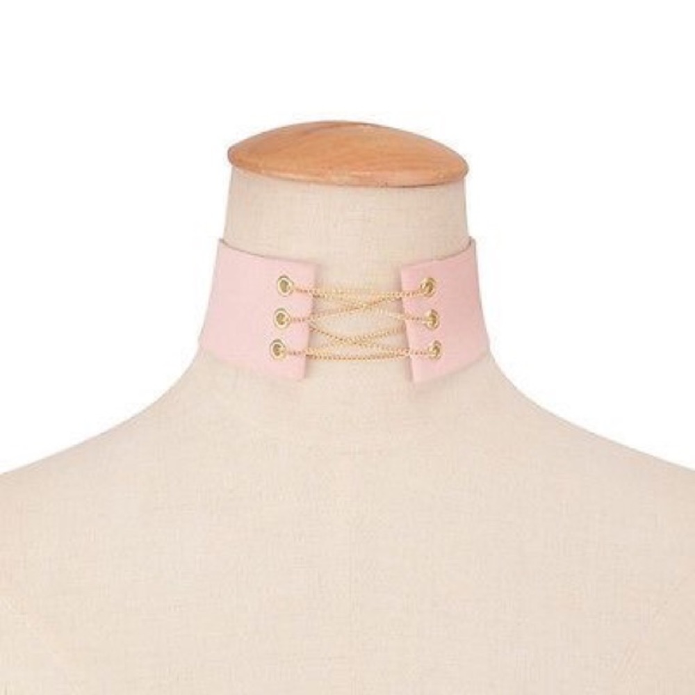Faux Suede Chain Lace-Up Choker - Picture 2 of 5
