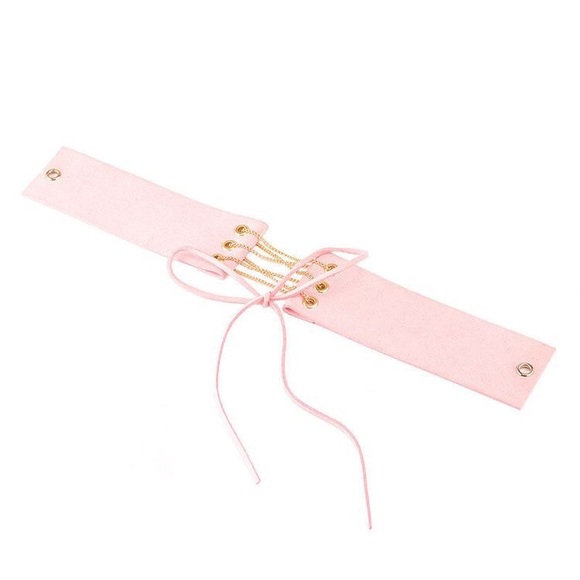 Faux Suede Chain Lace-Up Choker - Picture 3 of 5