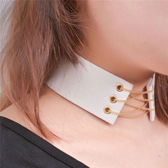 Faux Suede Chain Lace-Up Choker - Picture 4 of 5