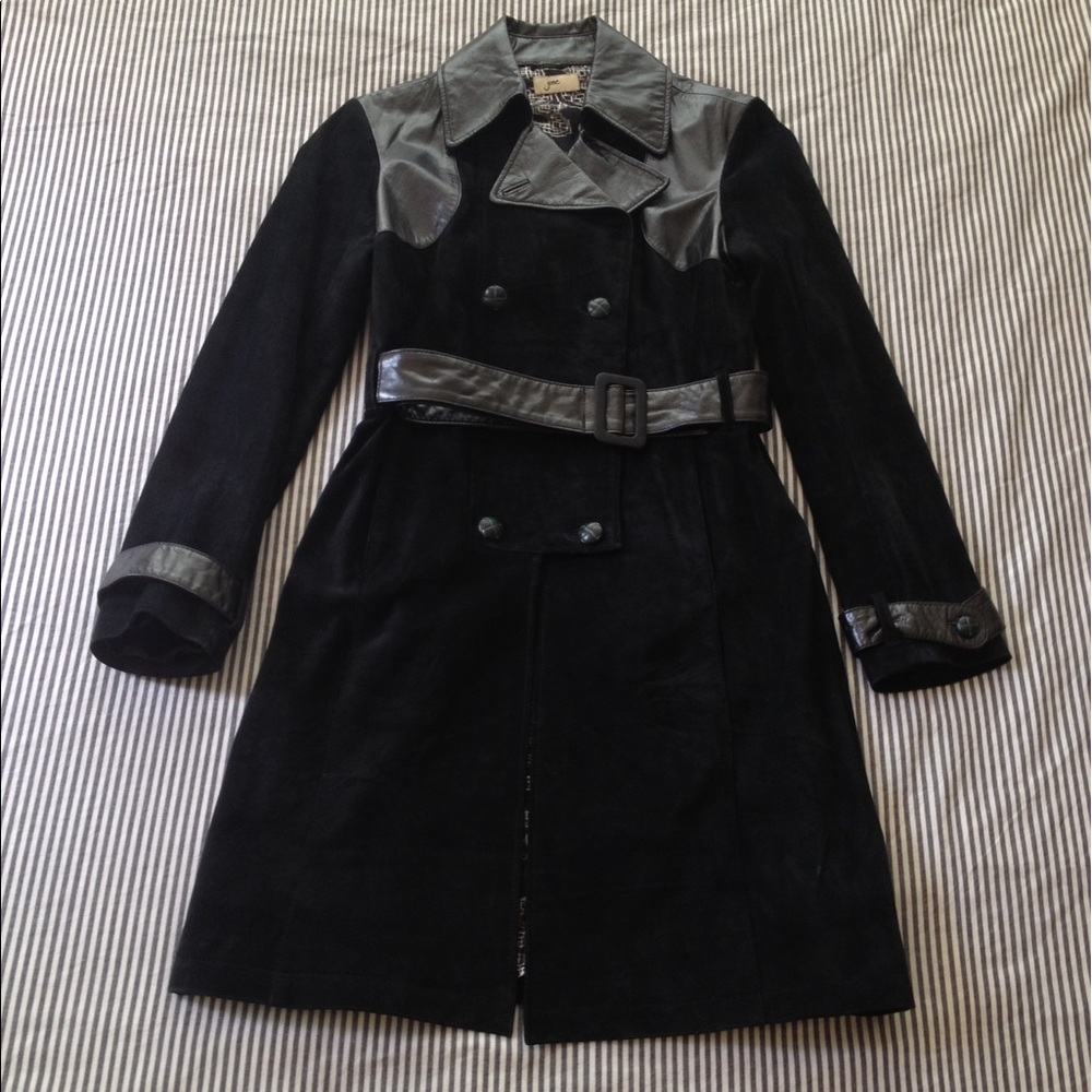 June Leather and Suede Trench Coat