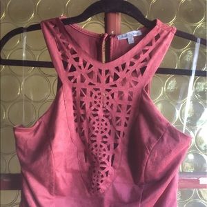 Rusty red faux suede crop top!