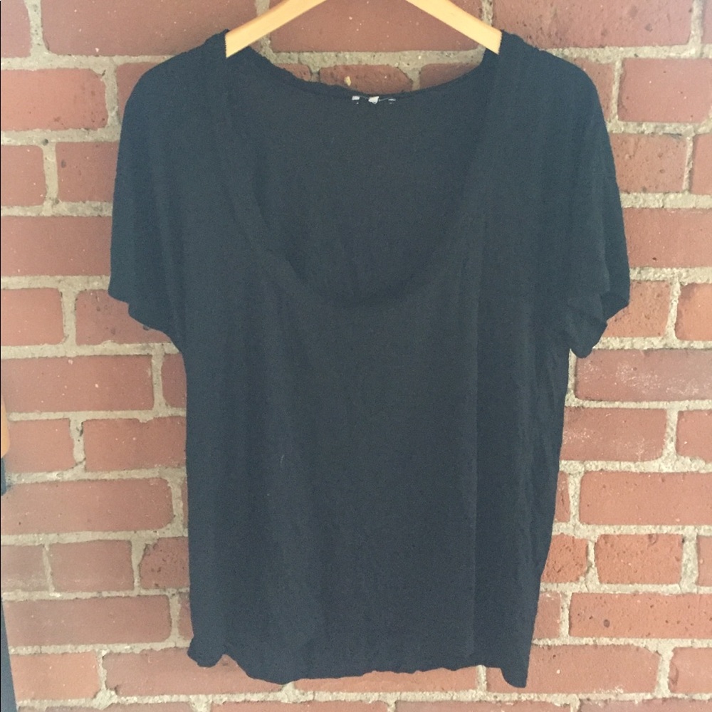 Tobi, black shirt sleeve, low cut top