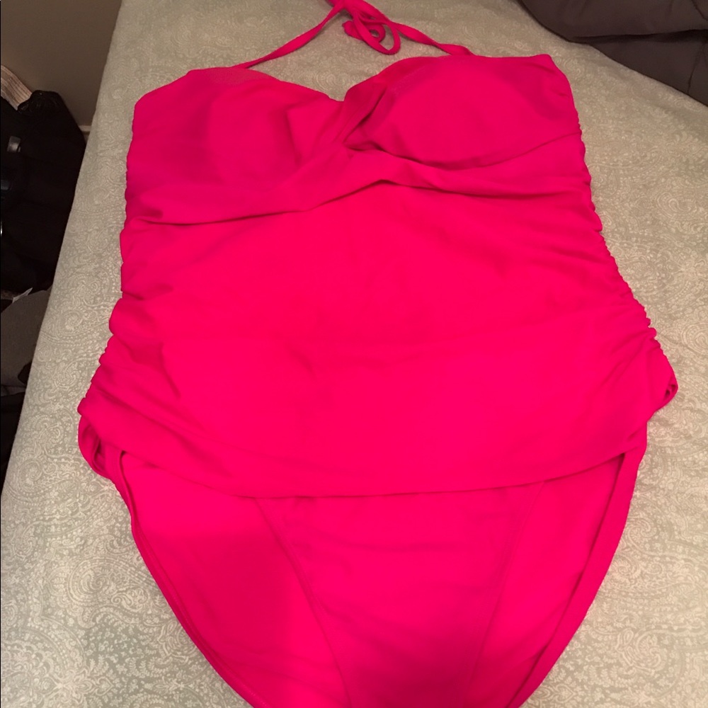 Hot pink plus size swimsuit