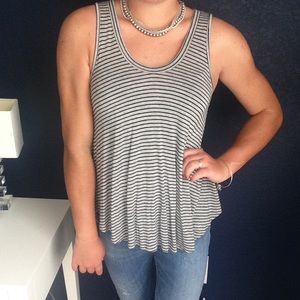 Black and Gray Striped Tank Top