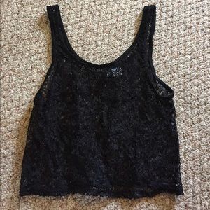 Lace Black Crop Tank Top