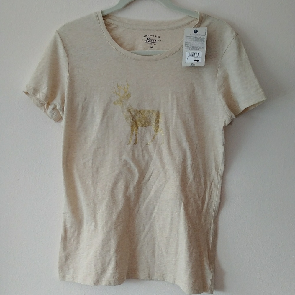 New Mens Bass reindeer distressed t shirt M