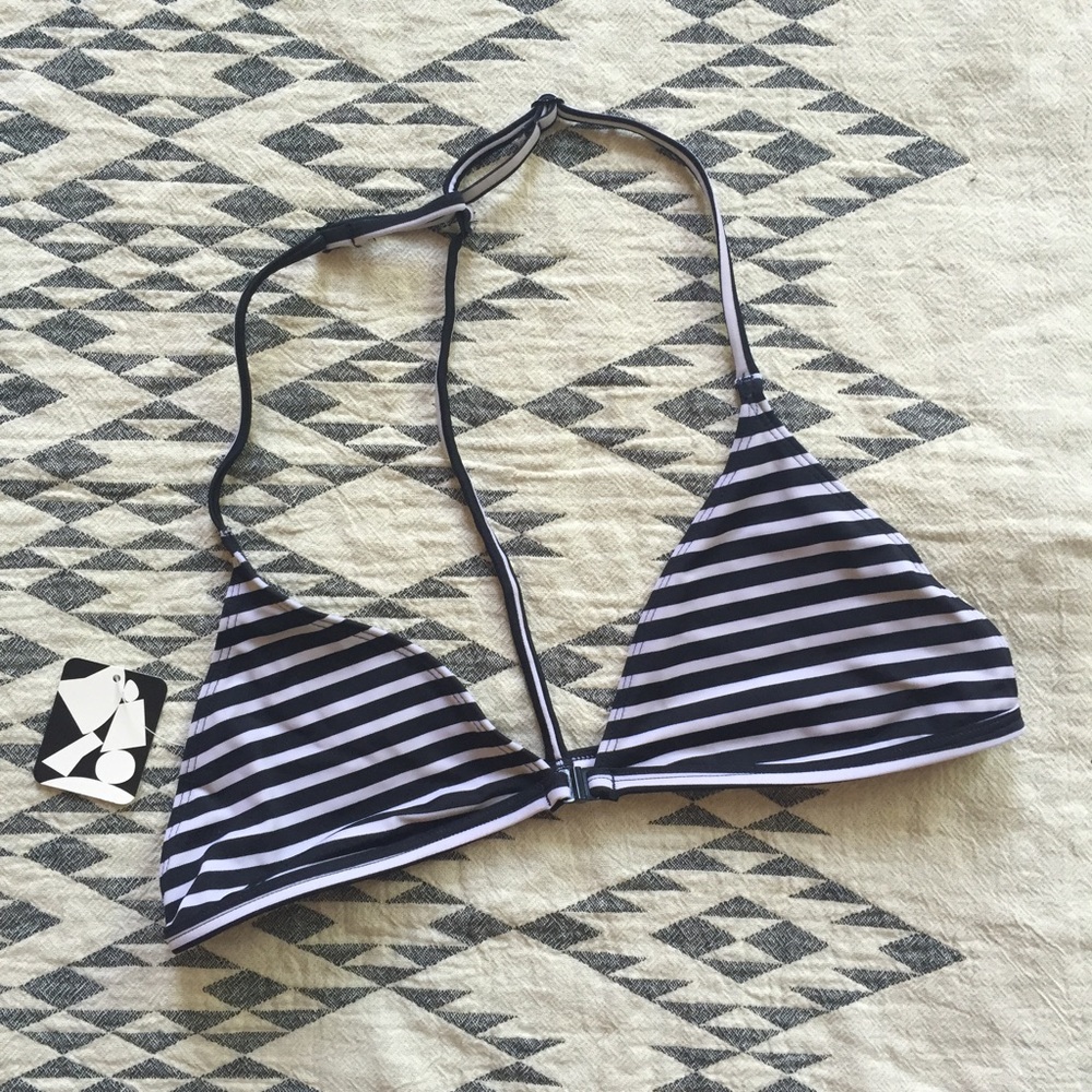 Black & White Striped Bikini Top