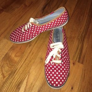 Red polka dot keds