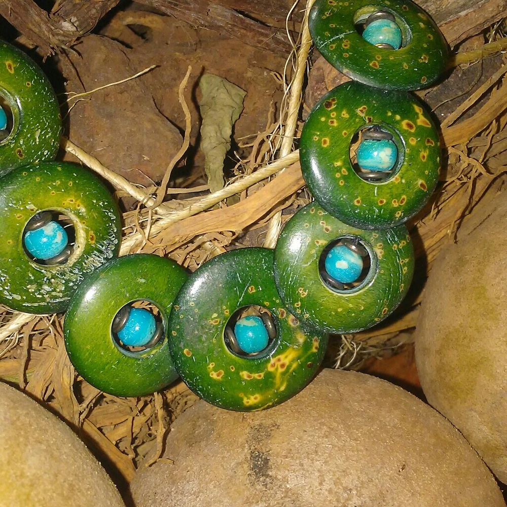 Jade and Wooden Beaded Necklace