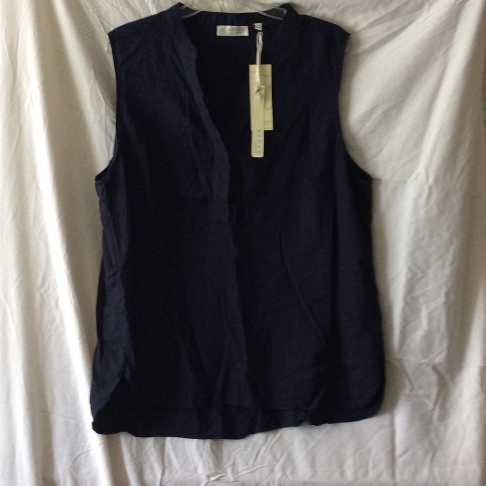 Kenar Woman navy sleeveless linen blend top
