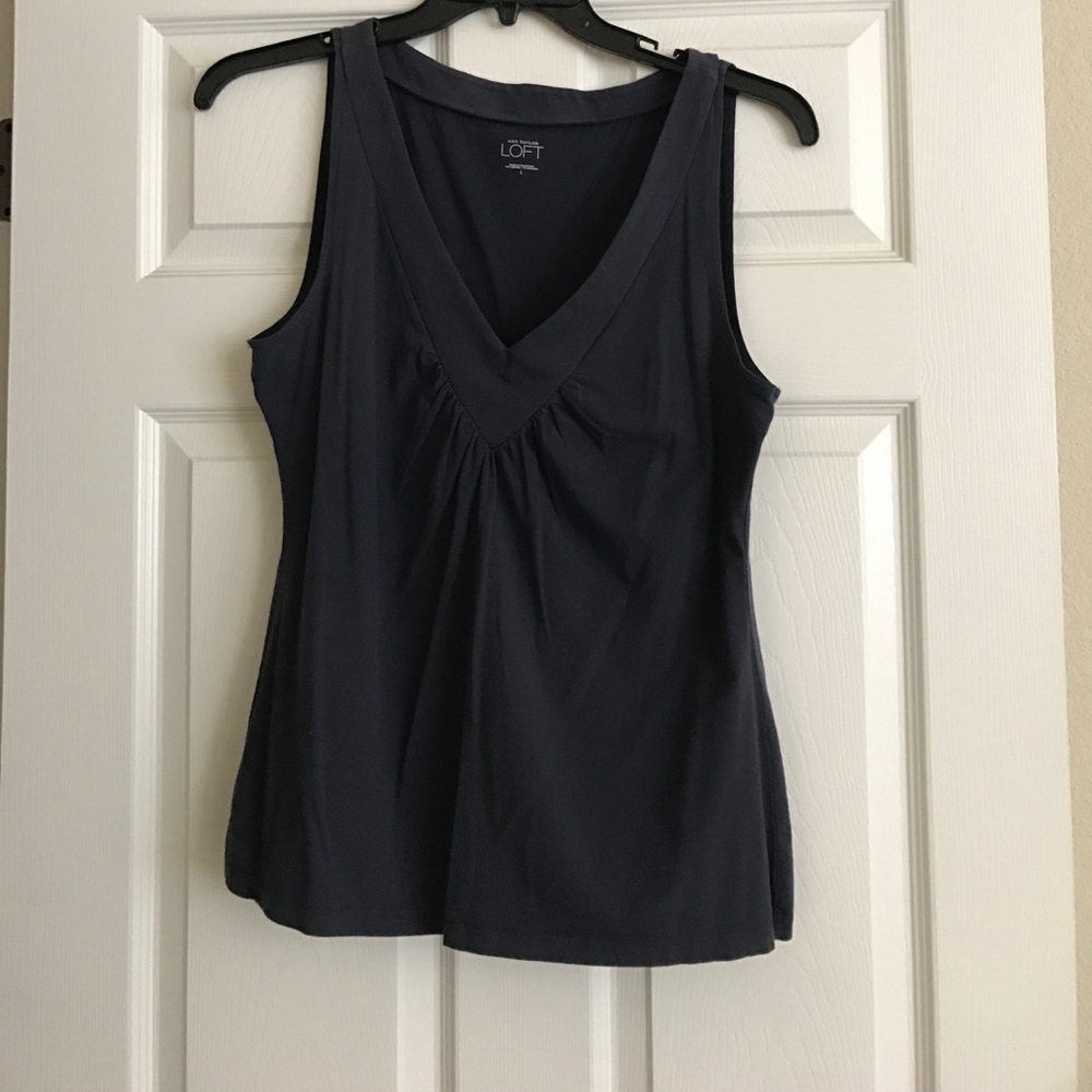 Deep V-neck navy tank top