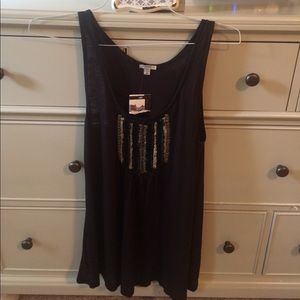Black embellished tank