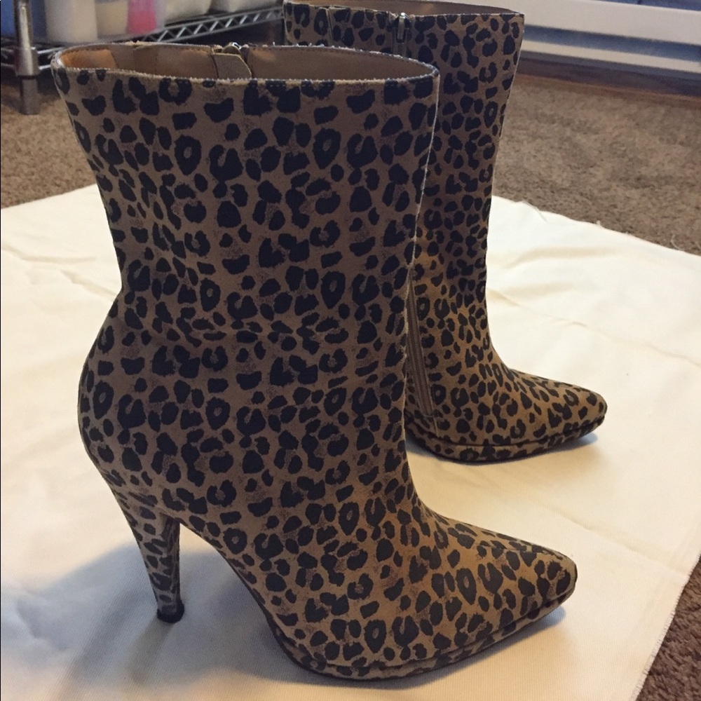 Leopard Print Ankle Boots Size 10