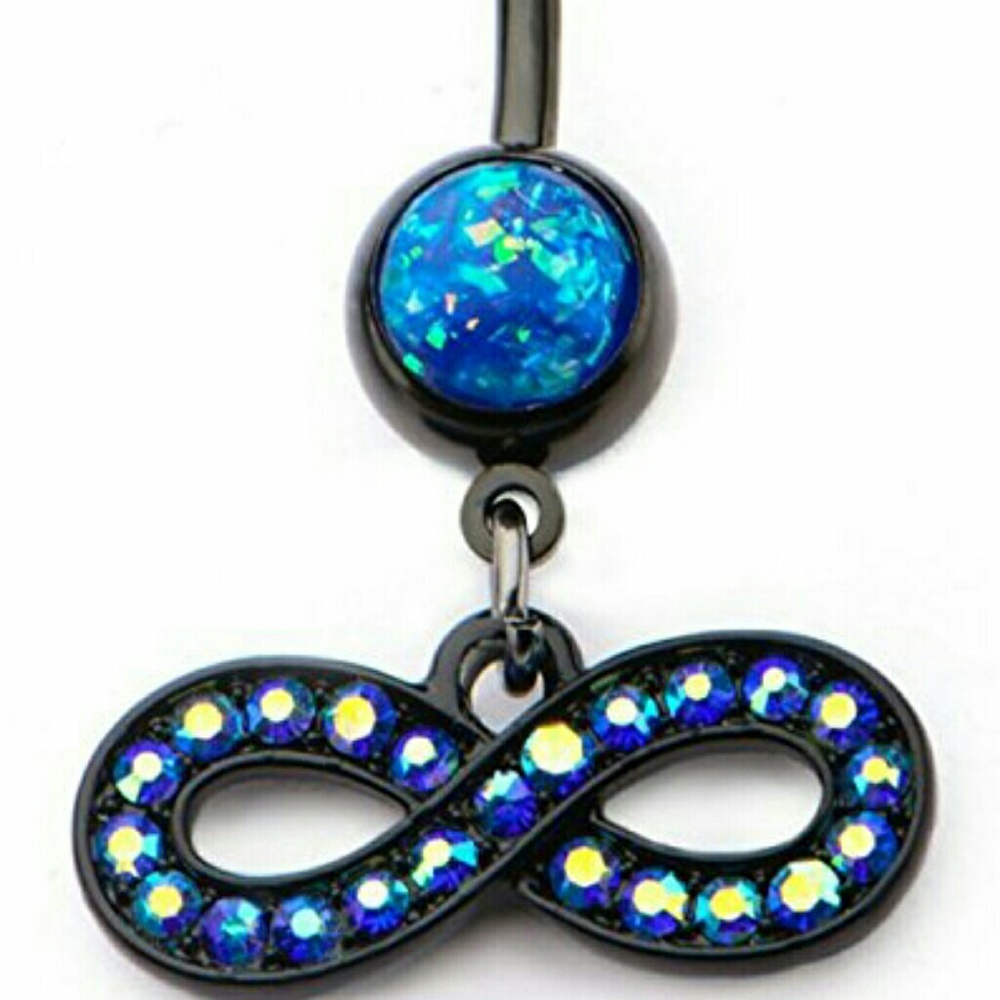 Black Plated Navel with Blue Opal