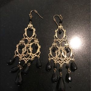 Buy 1 Get 1 - Black and Gold Chandelier Earrings