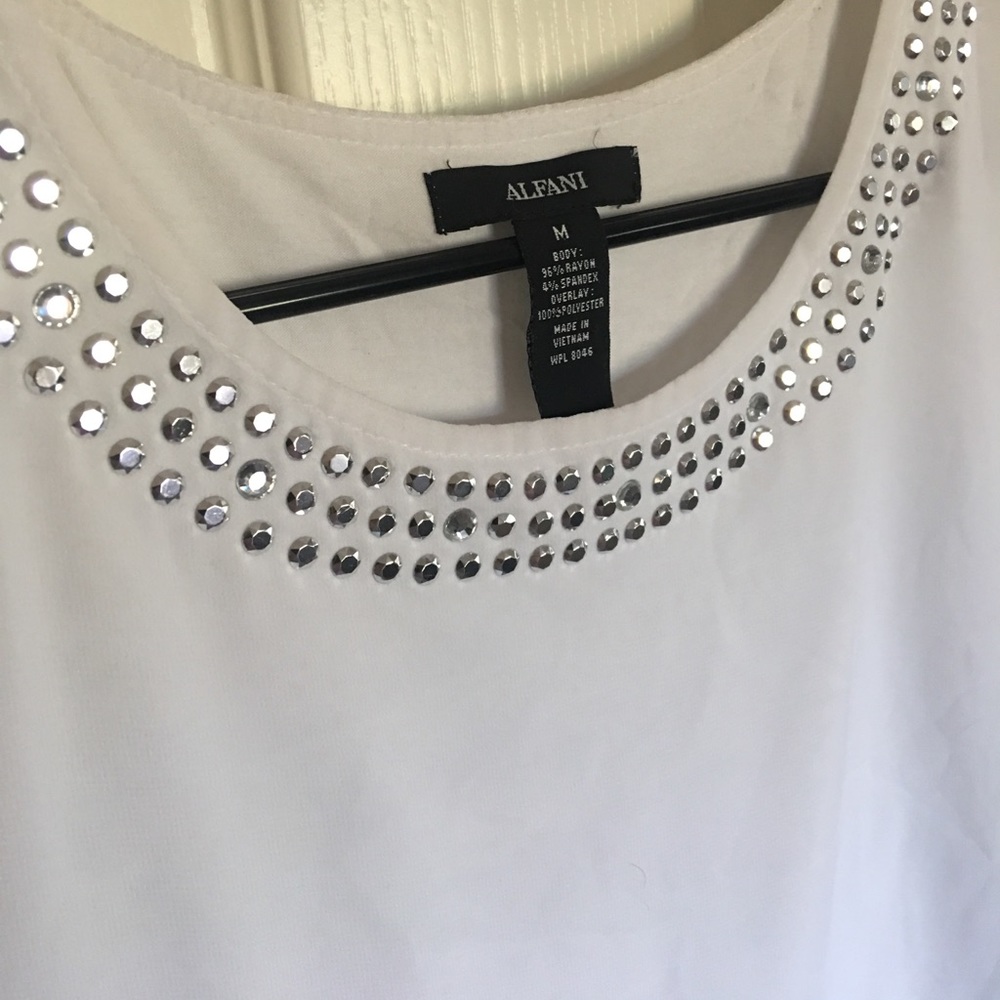 White, sheer, rhinestone, blouse