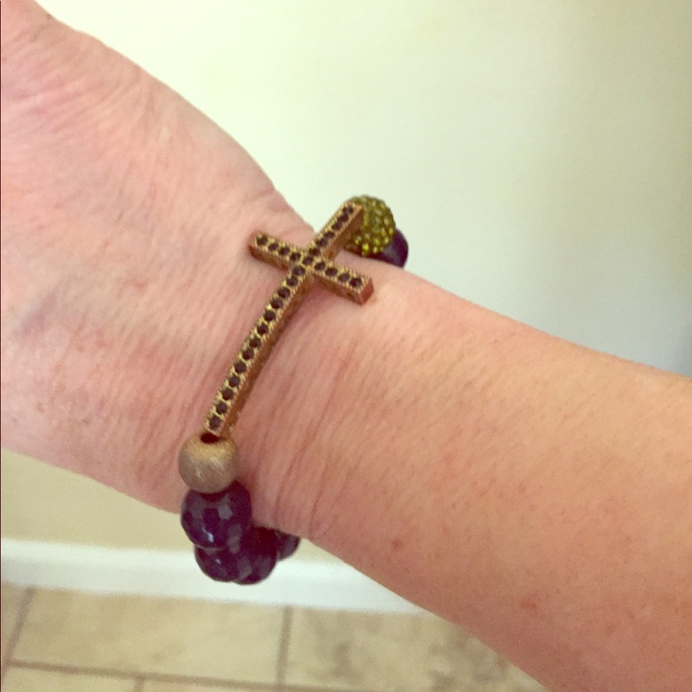 Lapis like Cross bracelet