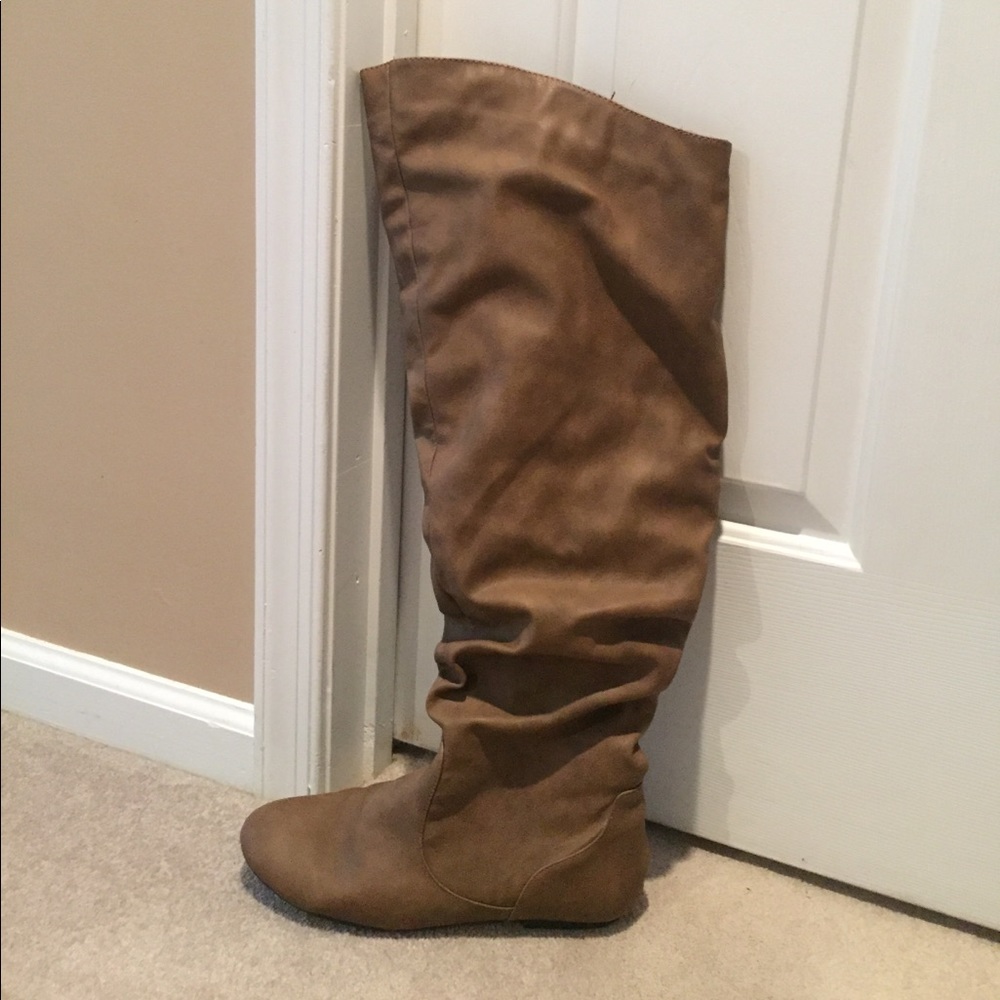 Charlotte Russe Over the Knee Tan Boots