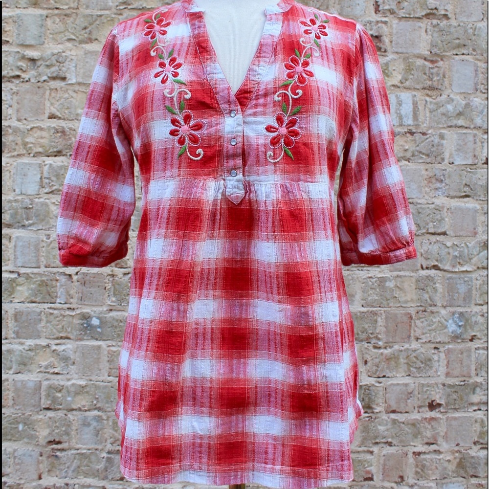 Red and White Plaid Top