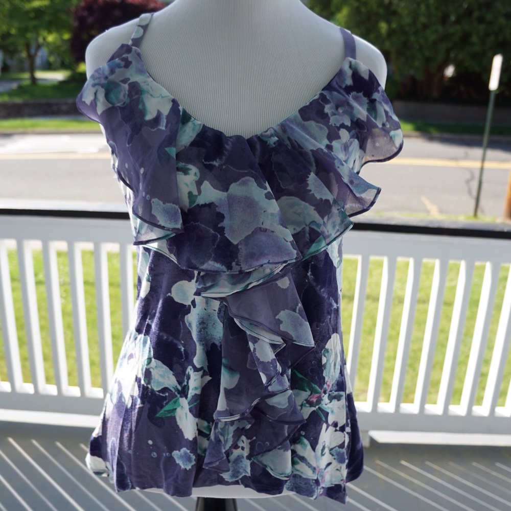 Purple tank with ruffle