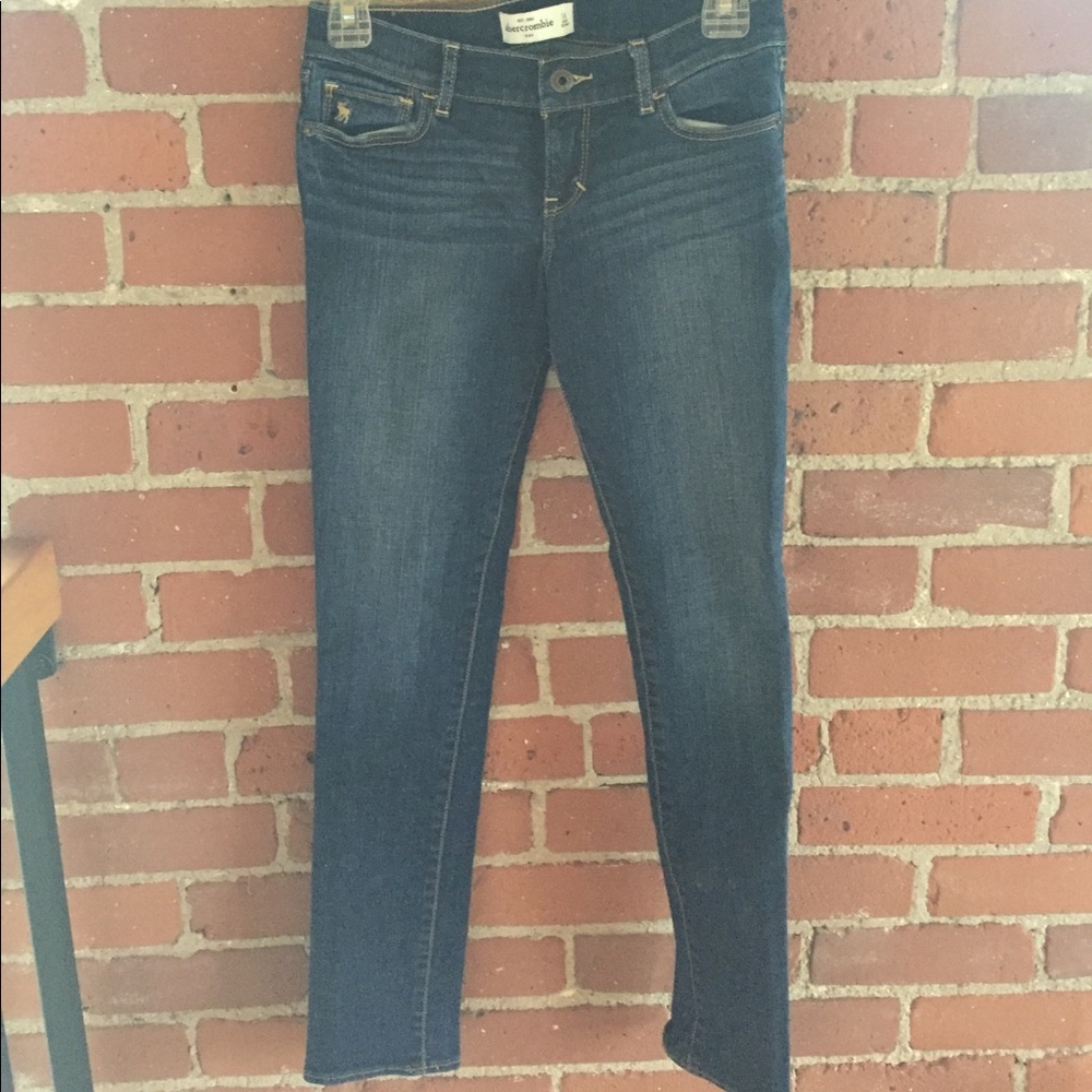 Abercrombie Kids dark wash jeans.