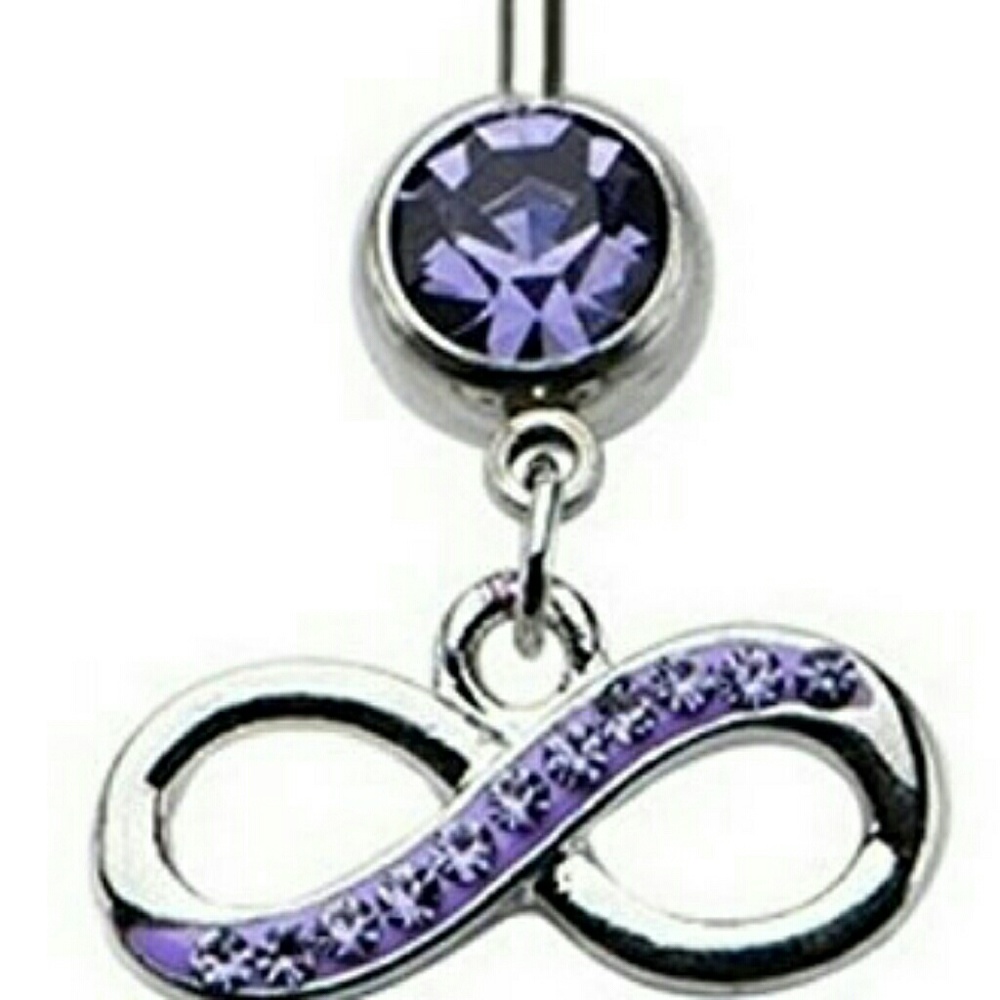 Navel Piercing with Purple Dangle Charm