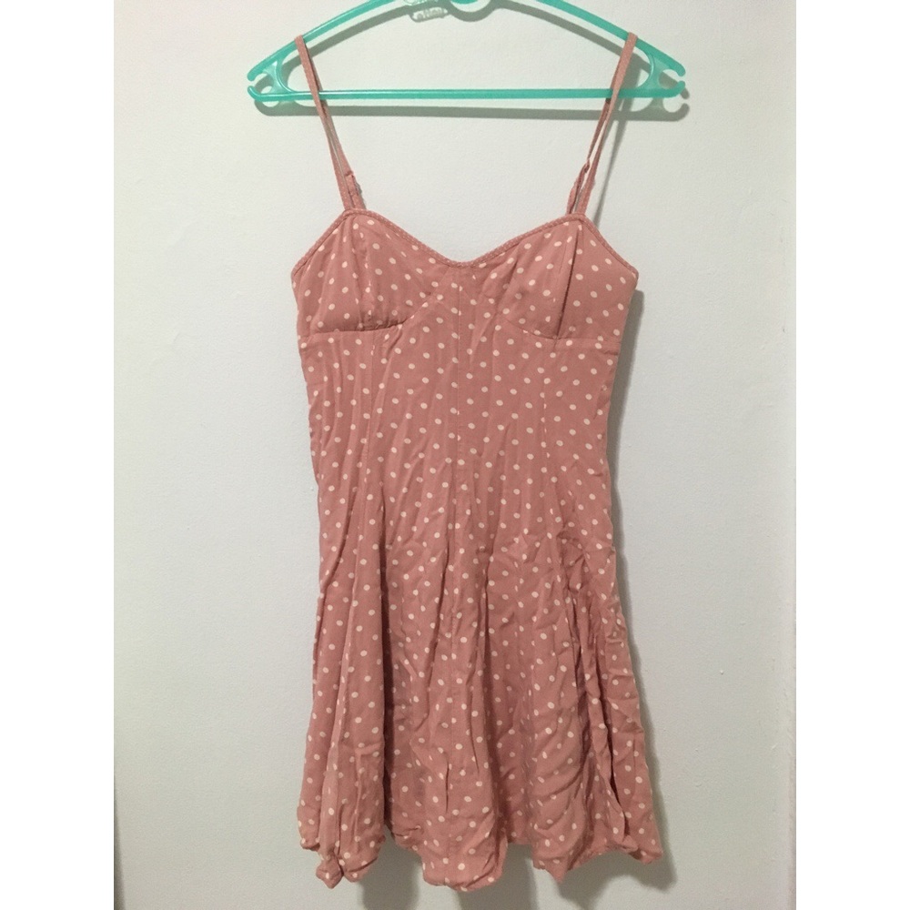 Pink and white polka dog skater dress