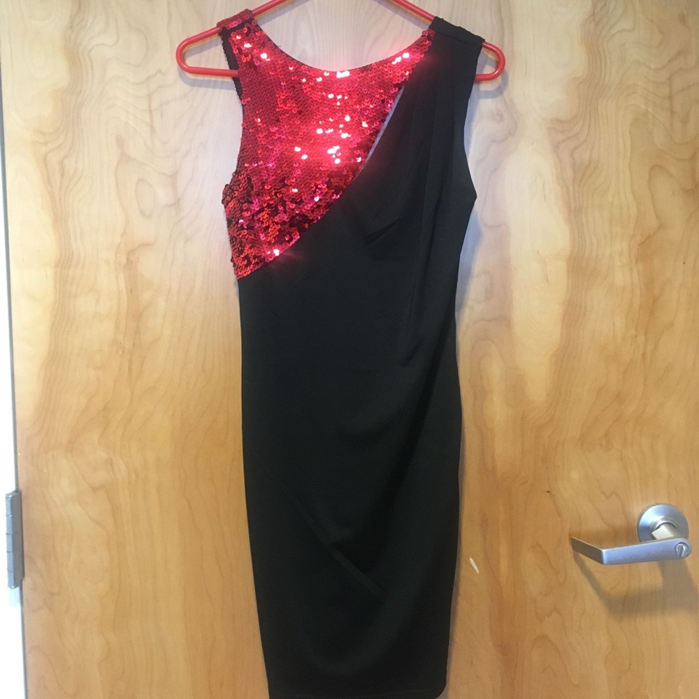 Black and red cocktail dress