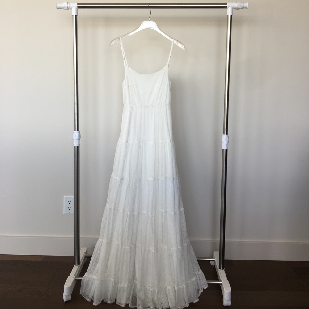 Sheer Lace White Maxi Dress
