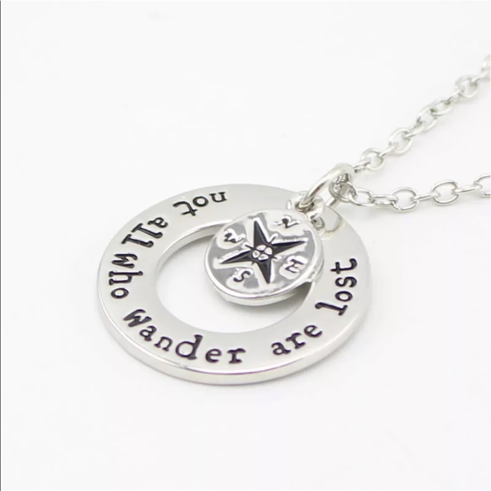 Not All Who Wander are Lost Silver Necklace - Picture 4 of 5