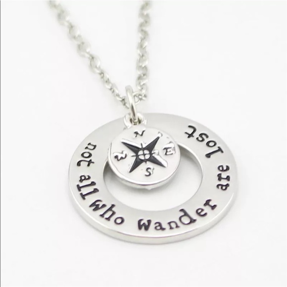 Not All Who Wander are Lost Silver Necklace - Picture 3 of 5