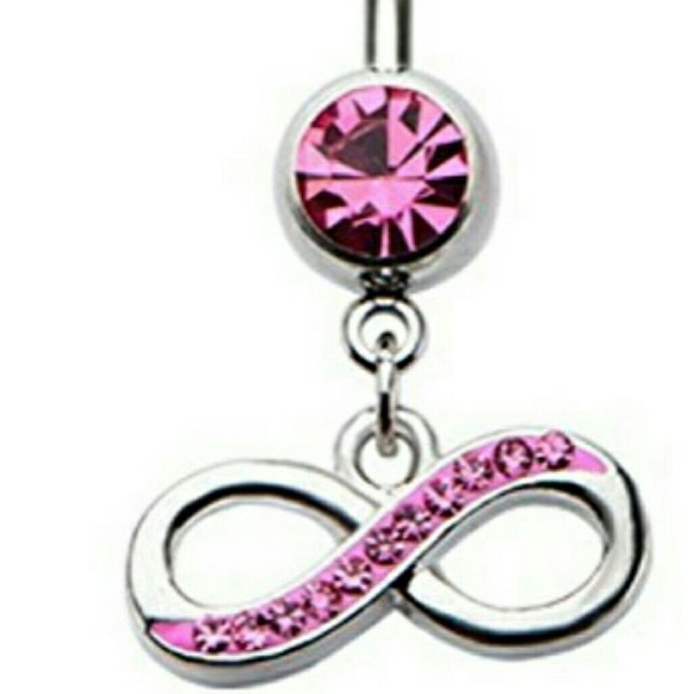 Navel Piercing with Pink Dangle Charm