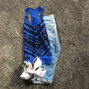 Almost Famous Zebra Sequin Racerback Tank