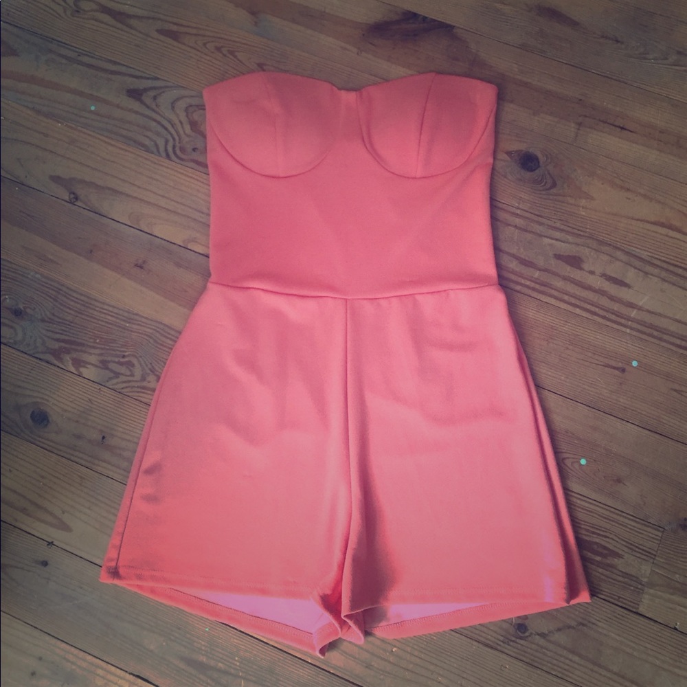 Salmon Strapless Romper