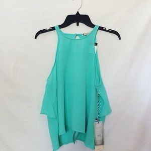 Open back mint green tank top