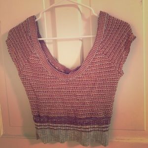 Free people crop sweater cap sleeve