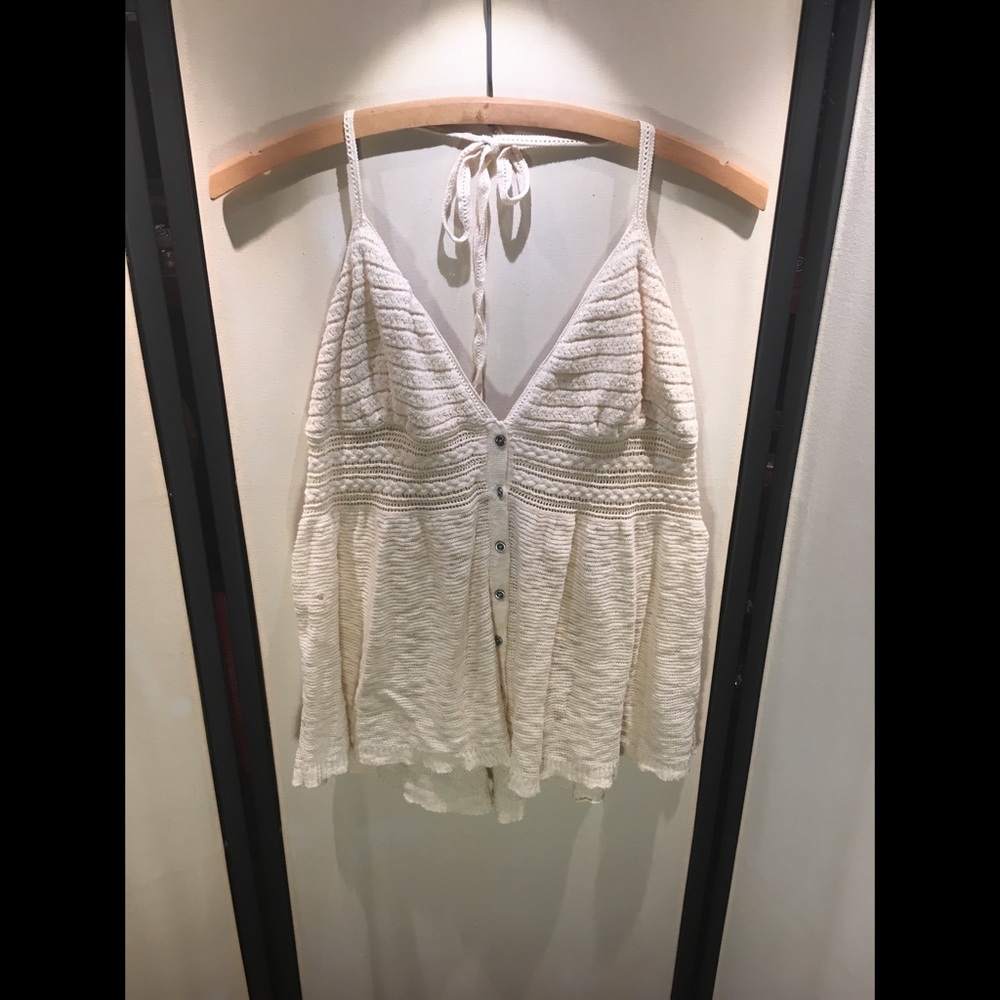 AEO Crocheted Cream Halter Top