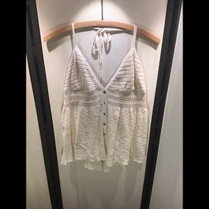 AEO Crocheted Cream Halter Top