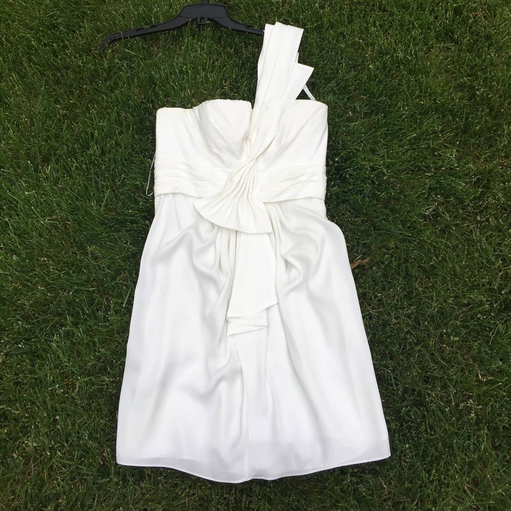 BCBG Silk White One Shoulder Dress