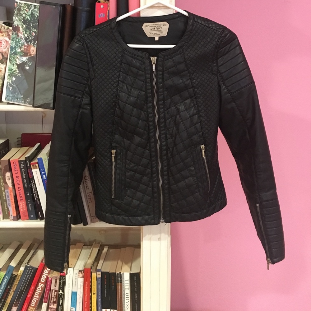 Faux Leather Quilted Jacket
