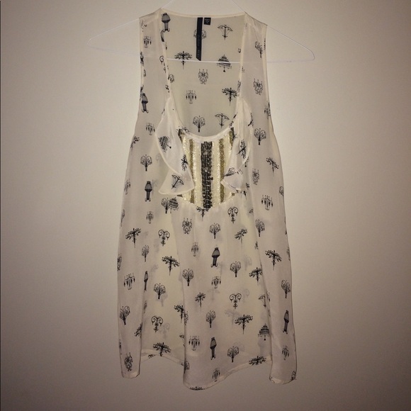 Silkish tank. Cute chandelier detail. - Picture 1 of 2