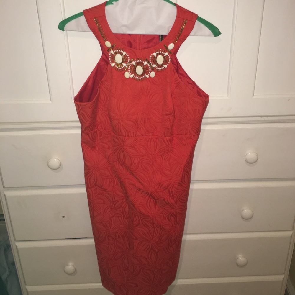 Laundry by Shelly seagull embroiled orange dress