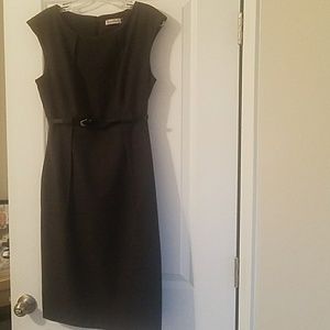 Calvin Klein - Gray Ponte Belted Dress