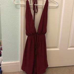 Audrey 3+1 halter deep red romper