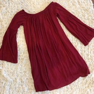 Crimson Off the Shoulder Dress