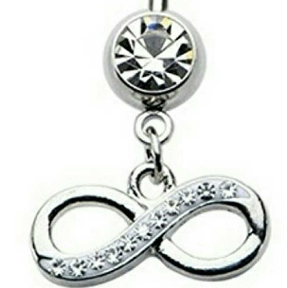 Navel Piercing with Clear Dangle Charm