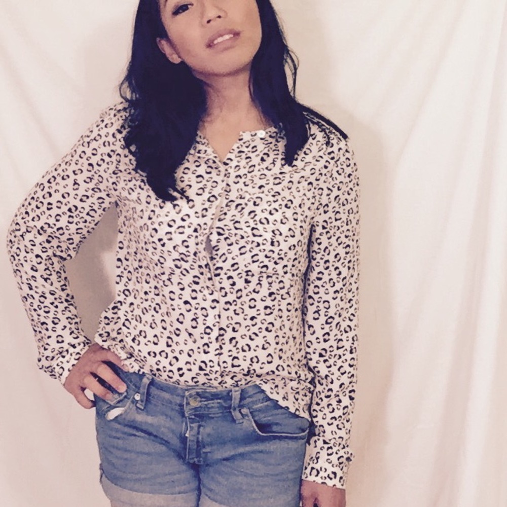 Ann Taylor LOFT Long Sleeve Button Down Cheetah