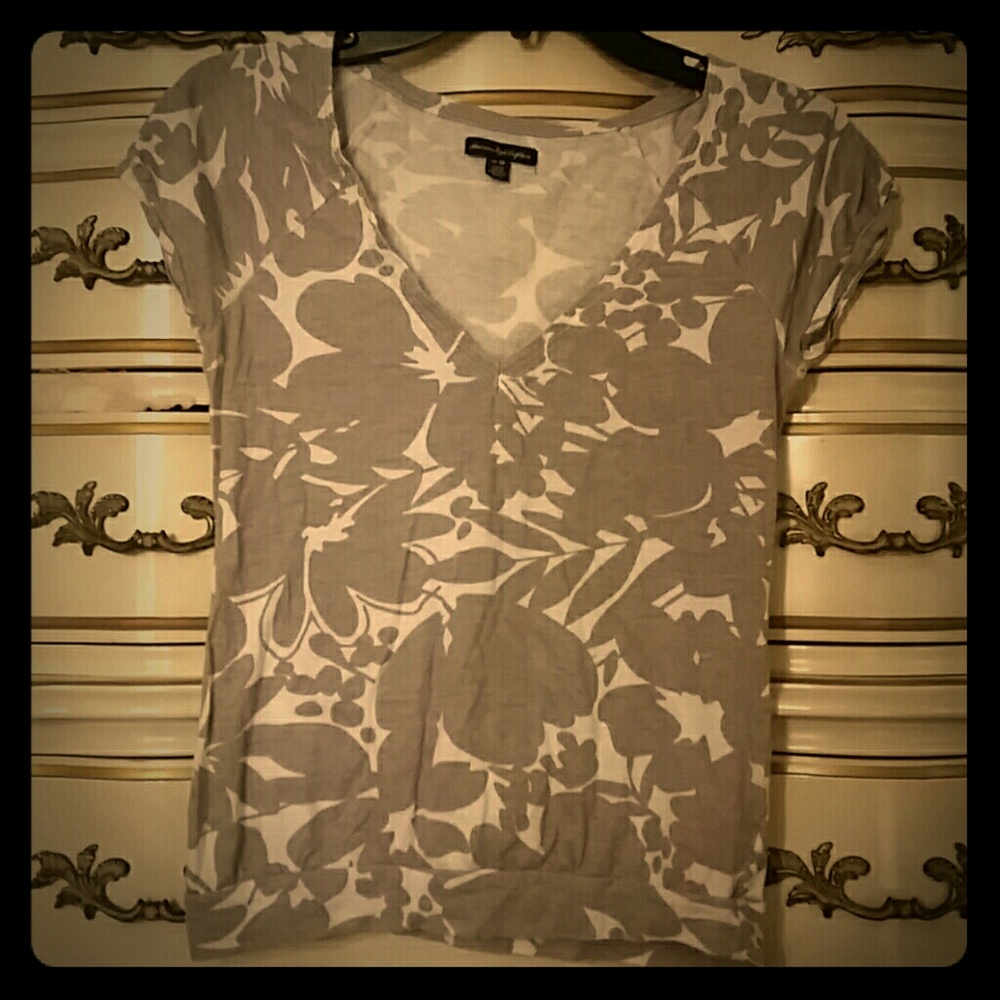 Grey and white floral shirt