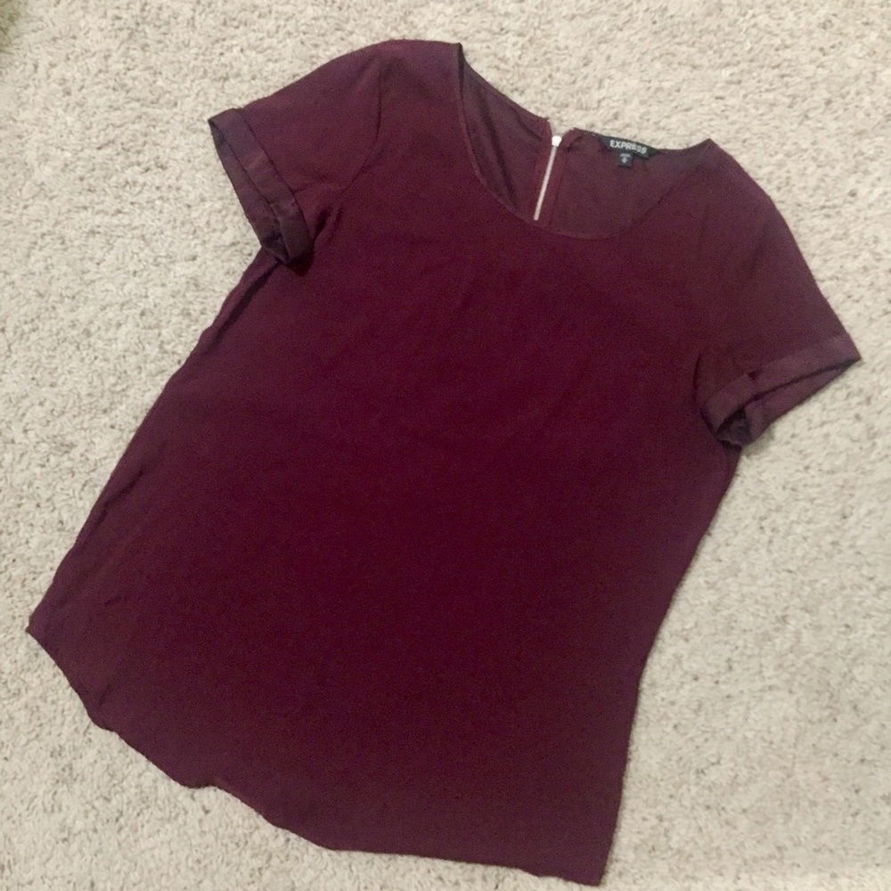 Express silky rolled sleeve blouse